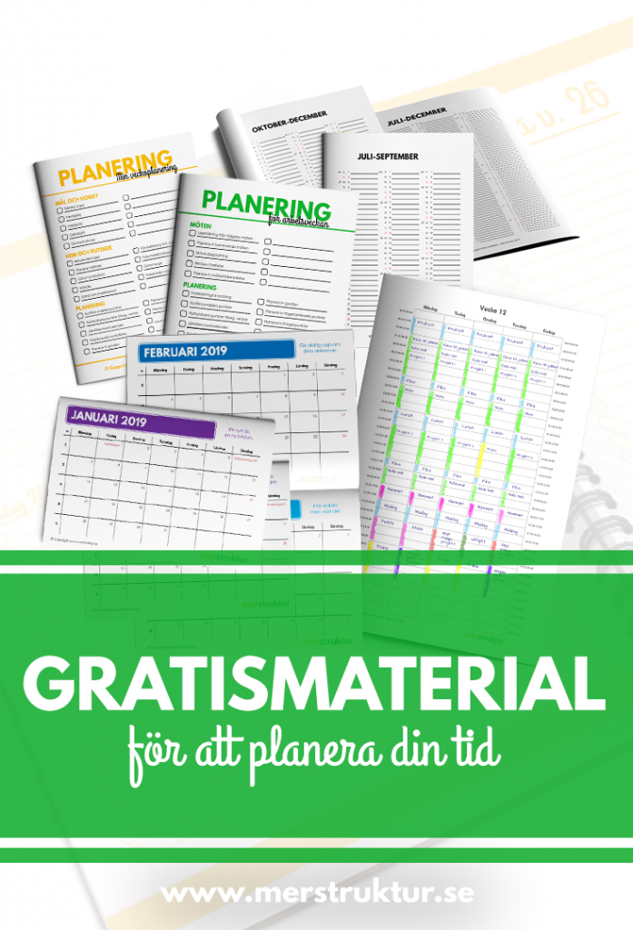 Effektivt planeringsverktyg - pomodoro - samt kalendrar för varje månad 2019. merstruktur.se